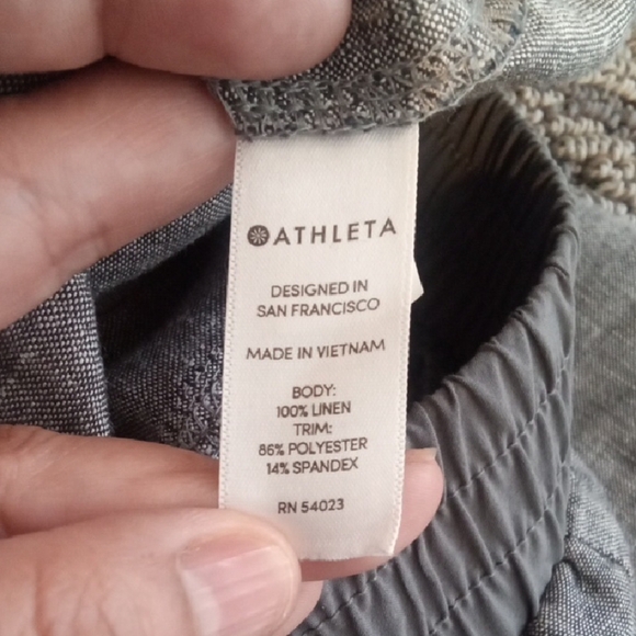 Athleta Bali Linen Heatgered Gray Wide Leg Vacation Travel Womens 14 TALL - Picture 6 of 11